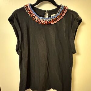 Cinq à Sept Black Top with Jewel Accents